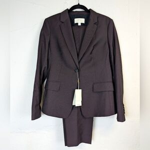 Hugo Boss Pantsuit Womens 8 Blue Brown Check Plaid Wool One Button High Waist